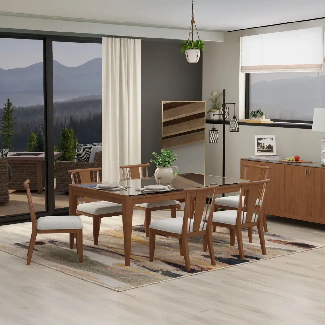 Amalie 7pc: Dining Table And 6 Wood Side Chairs