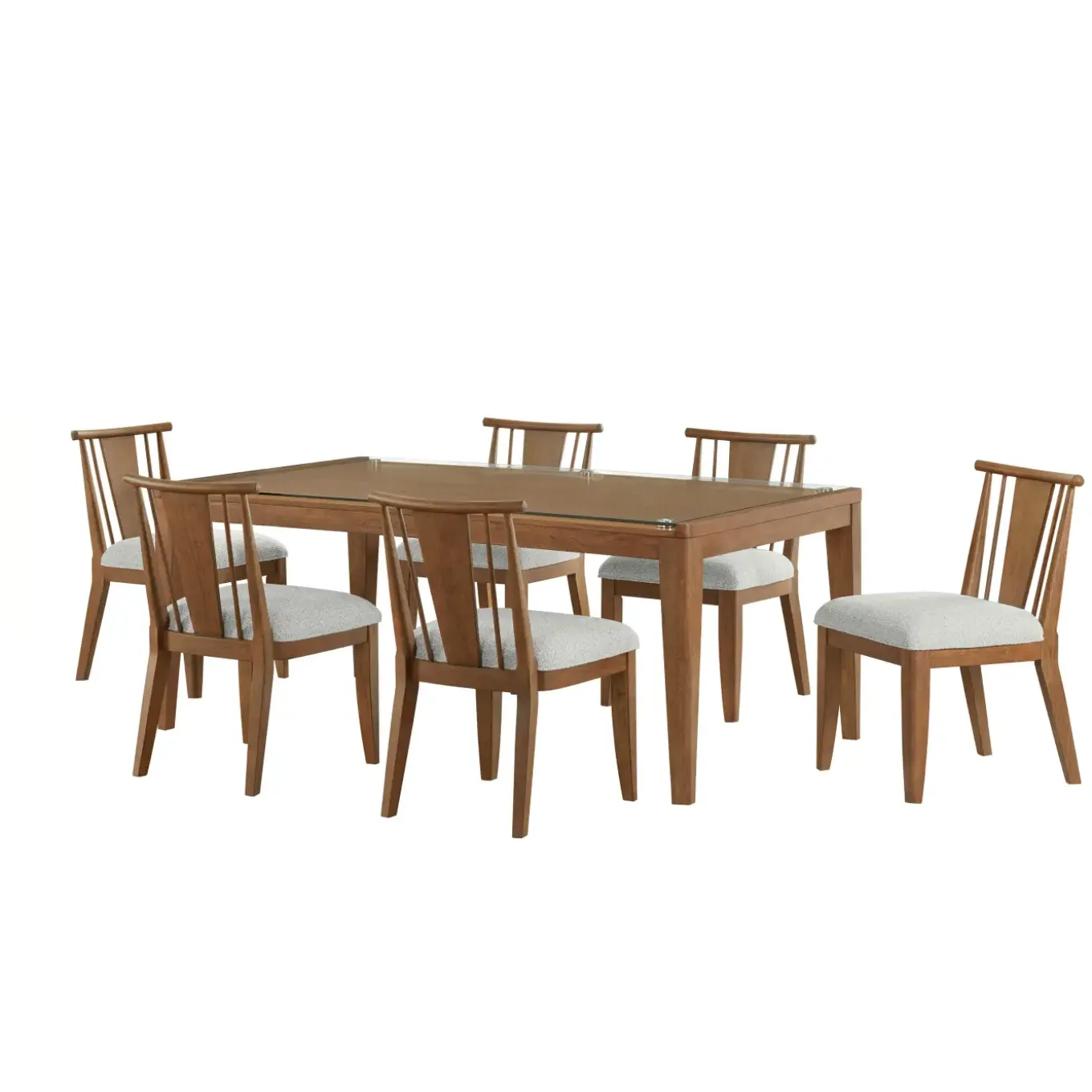 Amalie 7pc: Dining Table And 6 Wood Side Chairs