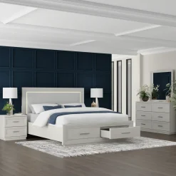 Burbank King Storage Bed, Dresser, Mirror, Nightstand