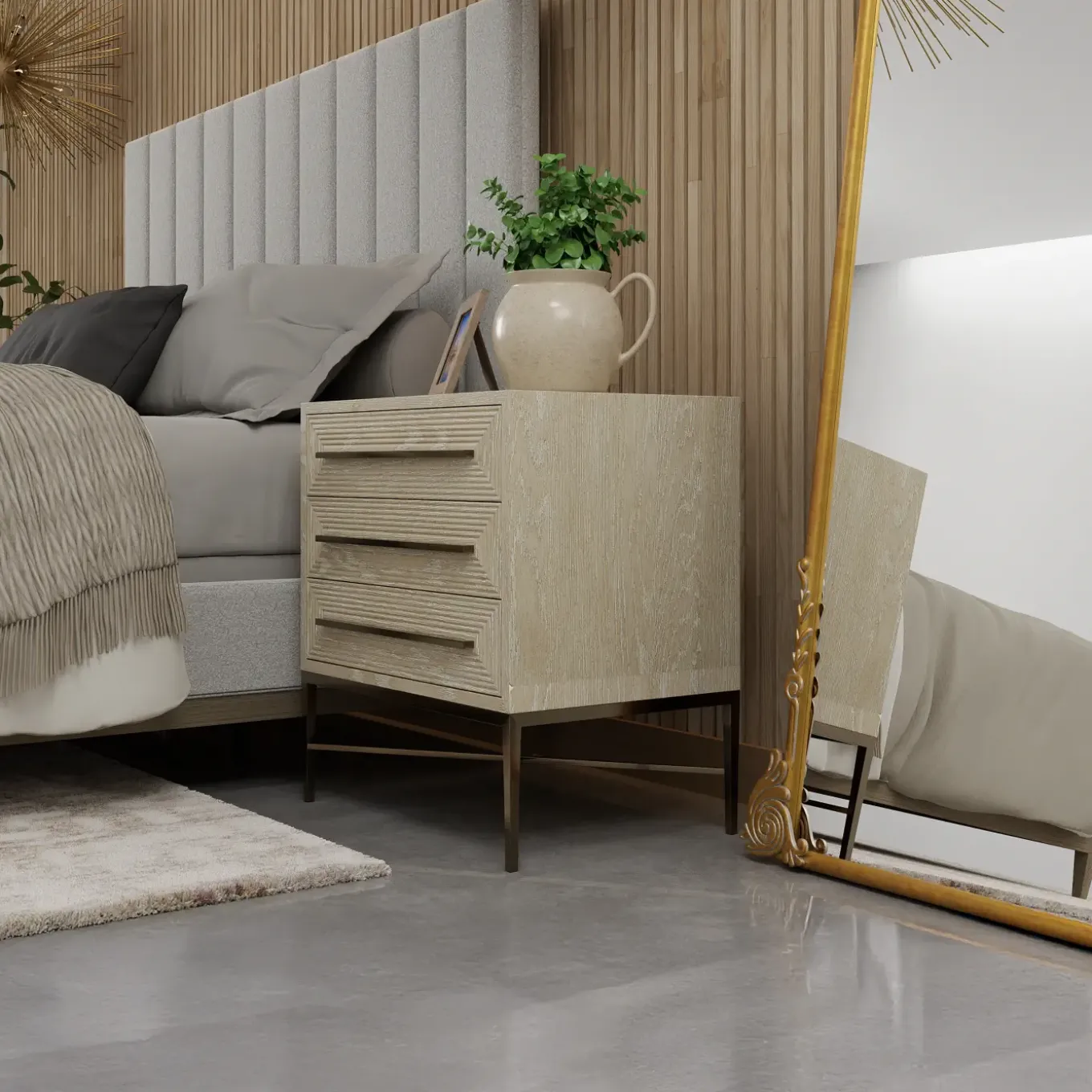 Cascade Channeled Upholstered Bed