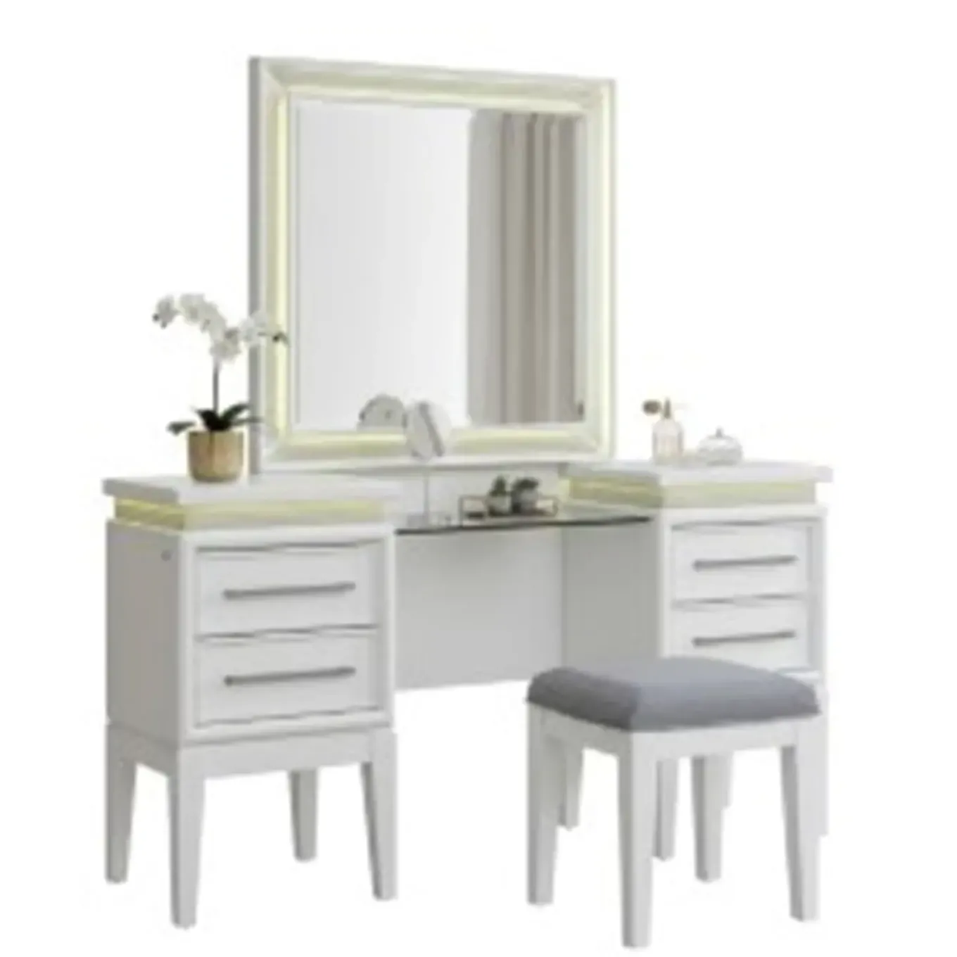 Danica 3pc Vanity, Mirror & Stool