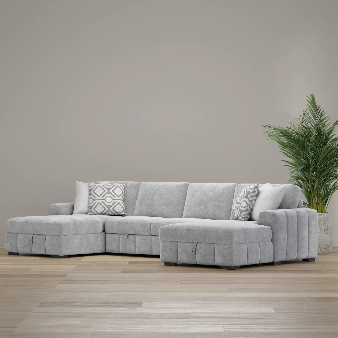 Dreamscape 3pc Double Storage Chaise Sleeper Sectional