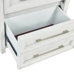 Laurel California King Bench Storage Bed, Dresser, Mirror & Nightstand
