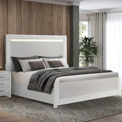 Laurel Eastern King Panel Bed, Dresser, Mirror & Nightstand