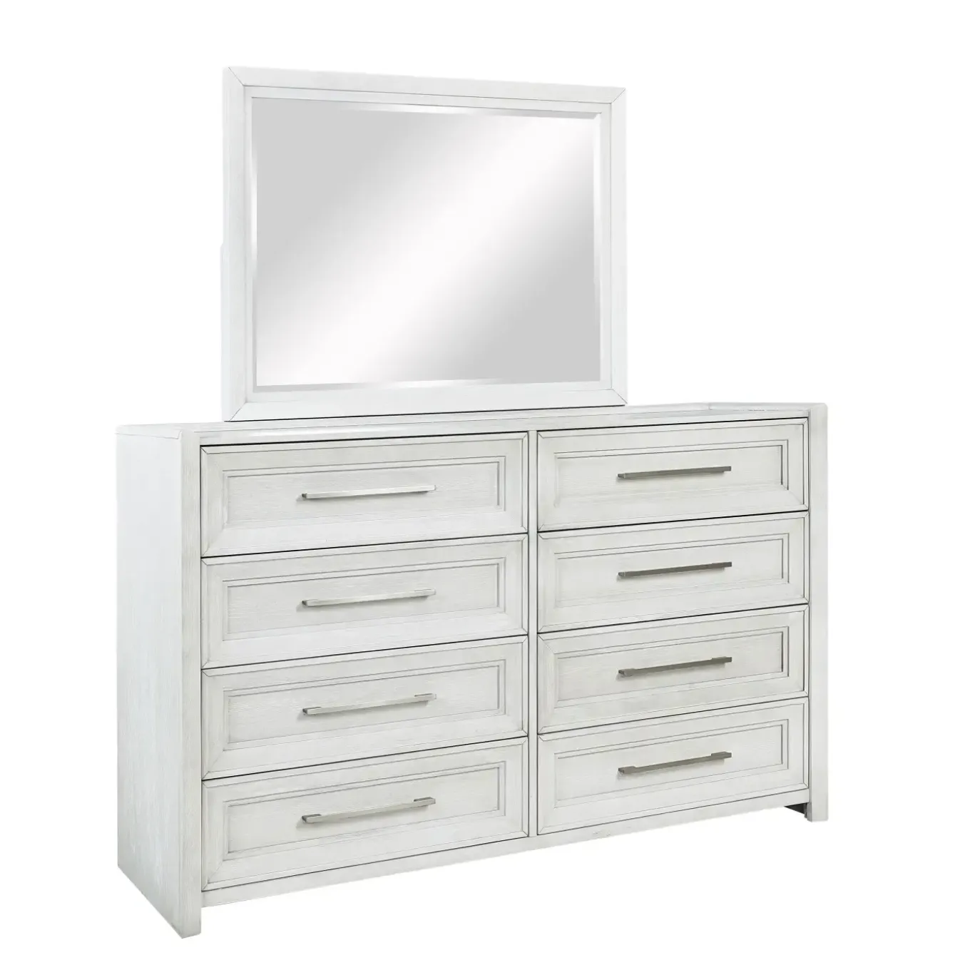 Laurel Eastern King Panel Bed, Dresser, Mirror & Nightstand