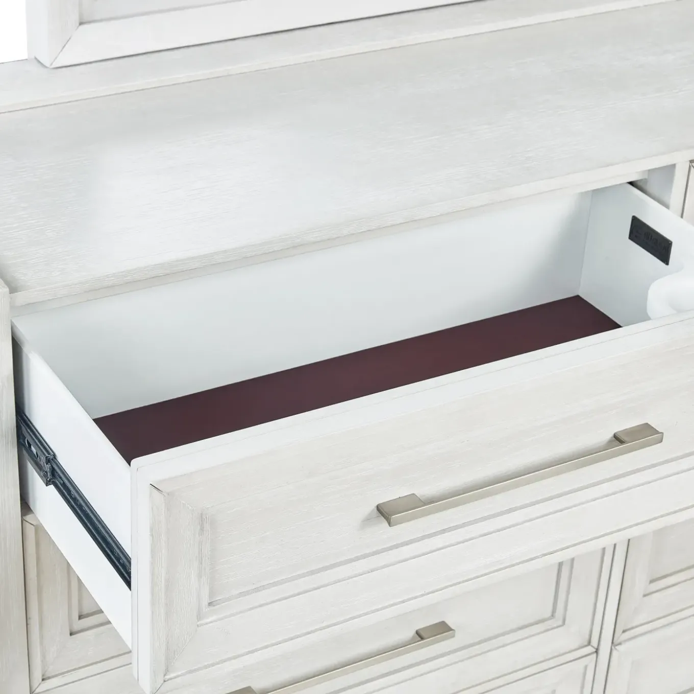 Laurel Eastern King Panel Bed, Dresser, Mirror & Nightstand