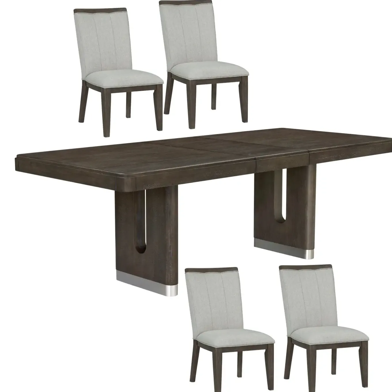 Lumen Extendable Pedestal Dining Table & 4 Side Chairs