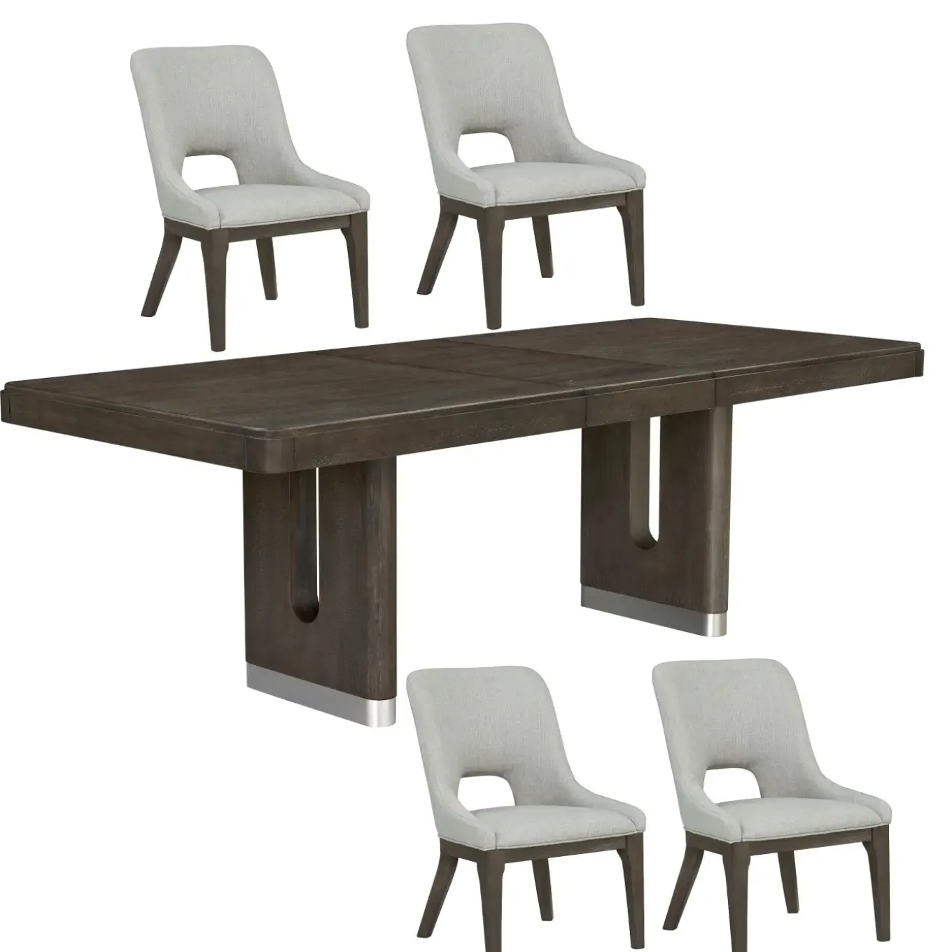 Lumen Extendable Pedestal Dining Table & 4 Sling Chairs
