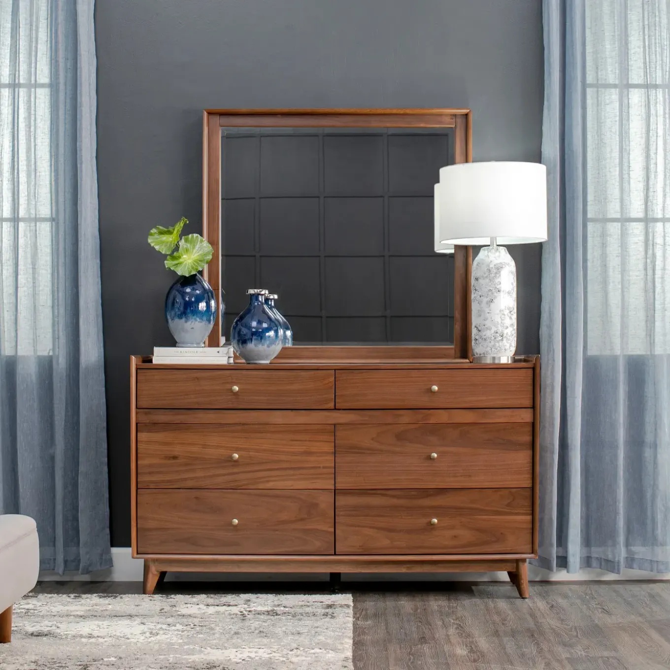 Minetta Eastern King Panel Bed, Dresser, Mirror, Nightstand