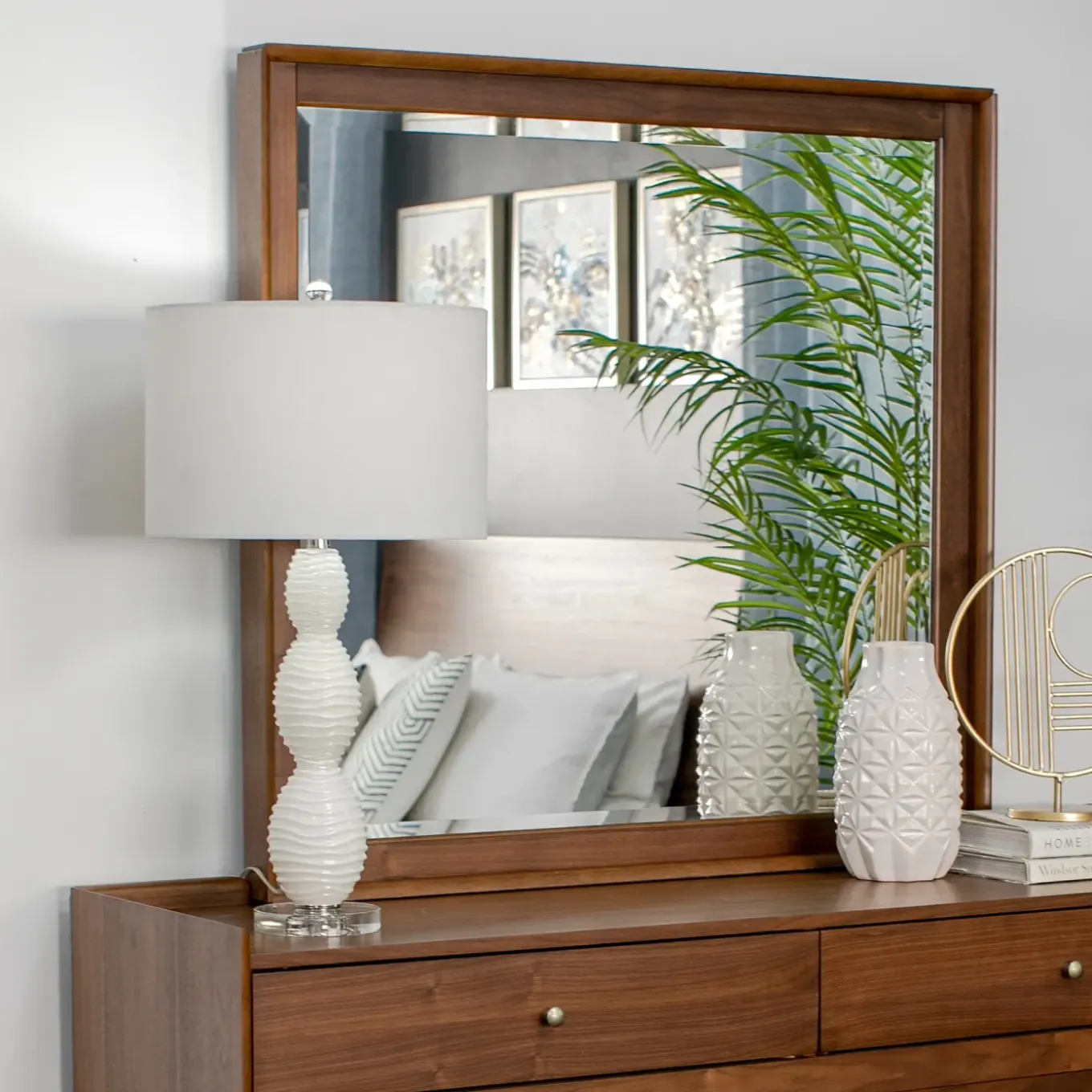 Minetta Eastern King Panel Bed, Dresser, Mirror, Nightstand