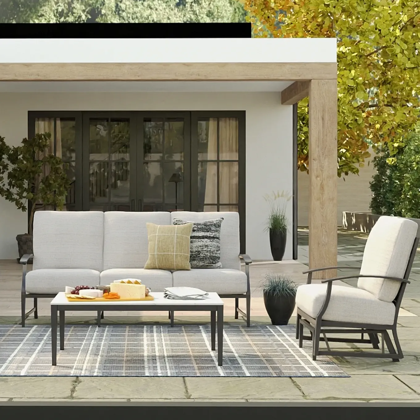 Monterey 2pc Set: Outdoor Sofa & Glider Chair