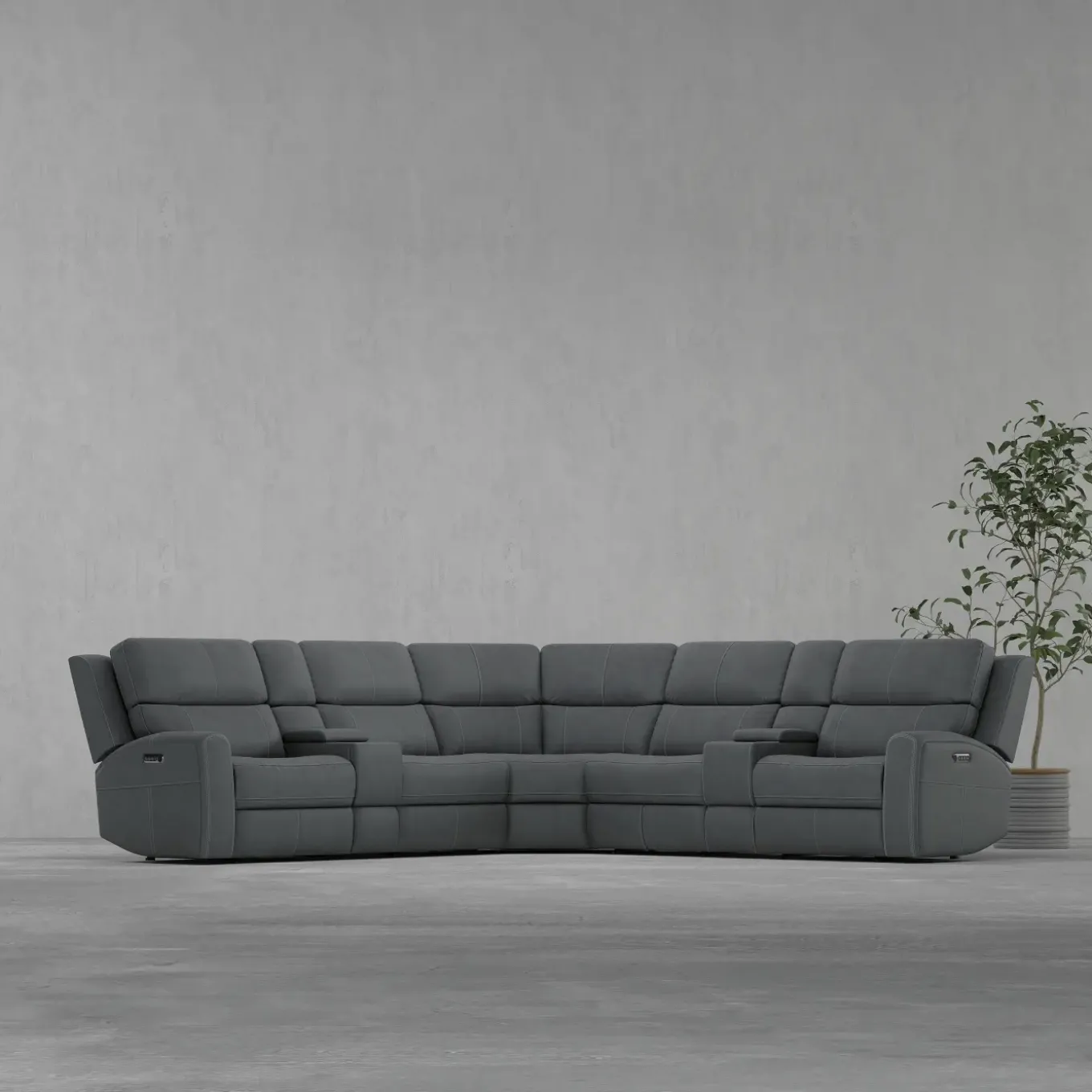 Riverdale 7pc Leather Sectional with Dual Consoles