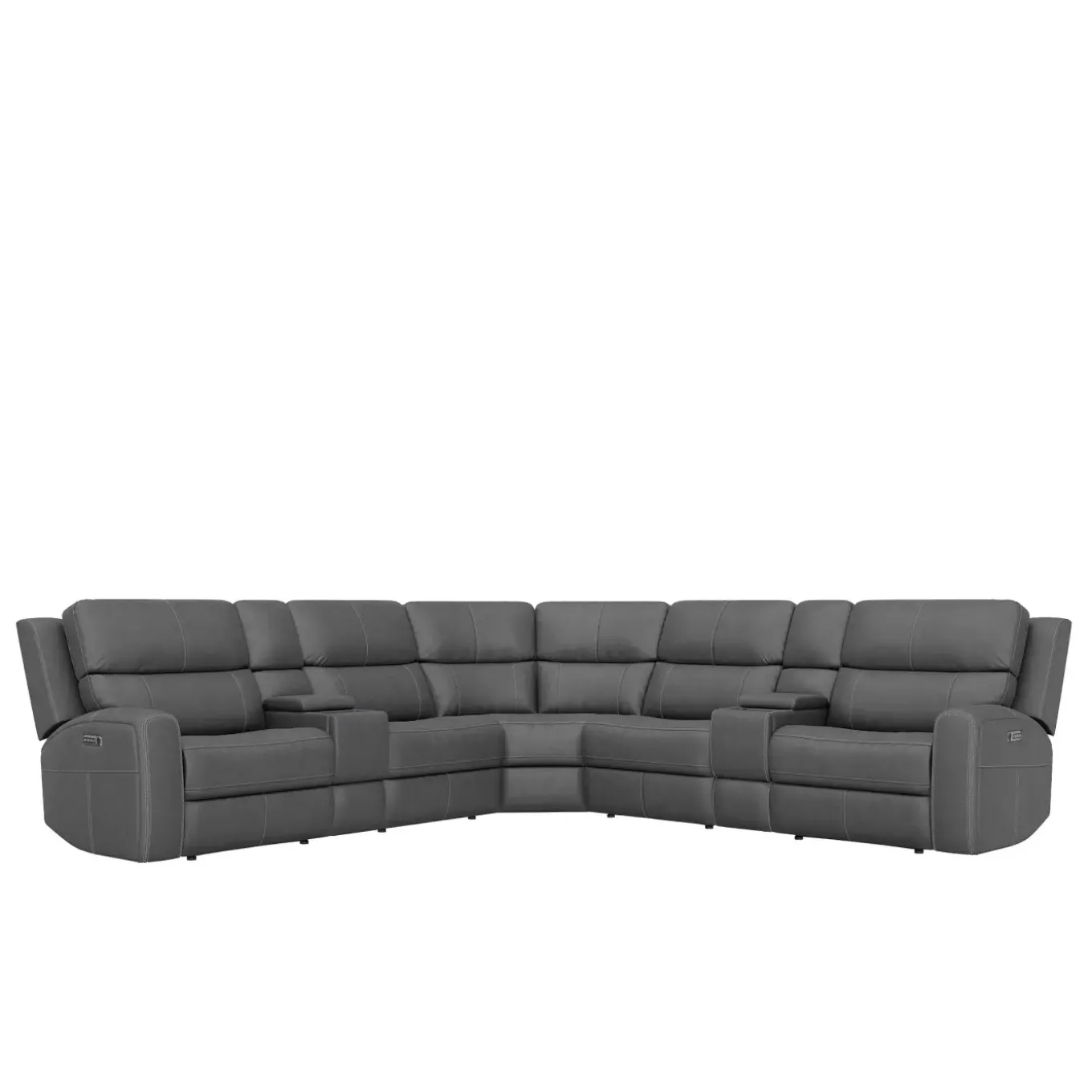 Riverdale 7pc Leather Sectional with Dual Consoles