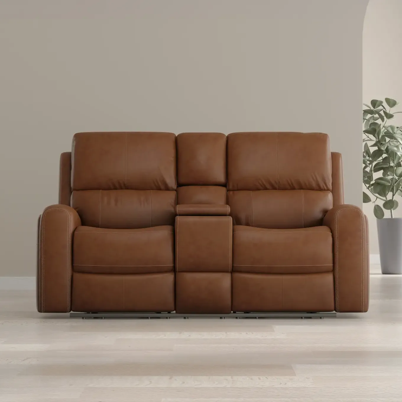 Riverdale Zero G Leather Power Loveseat with Console