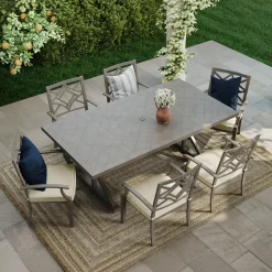 Saint Lucia 7pc Dining Set: Table & 6 Armchairs