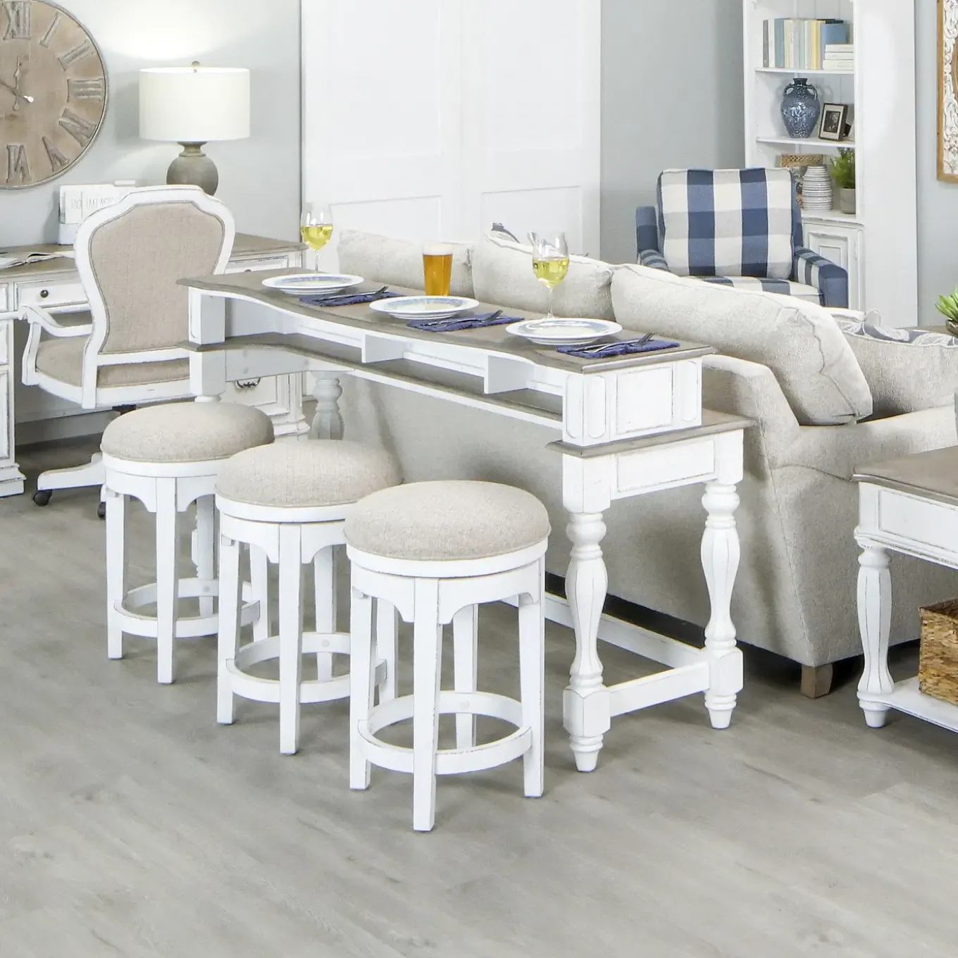 Savannah Console Table & 3 Stools